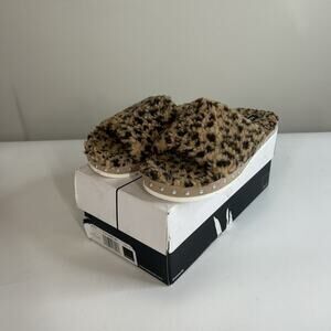 Dolce Vita Mochi Slides Women's 10 Faux Fur Animal Print Slip On Sandal